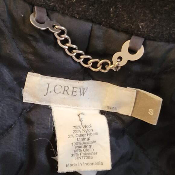 J.CREW Jacket Black Wool Thinsulate Lined Double Breasted Button Peacoat Size S - Picture 2 of 6